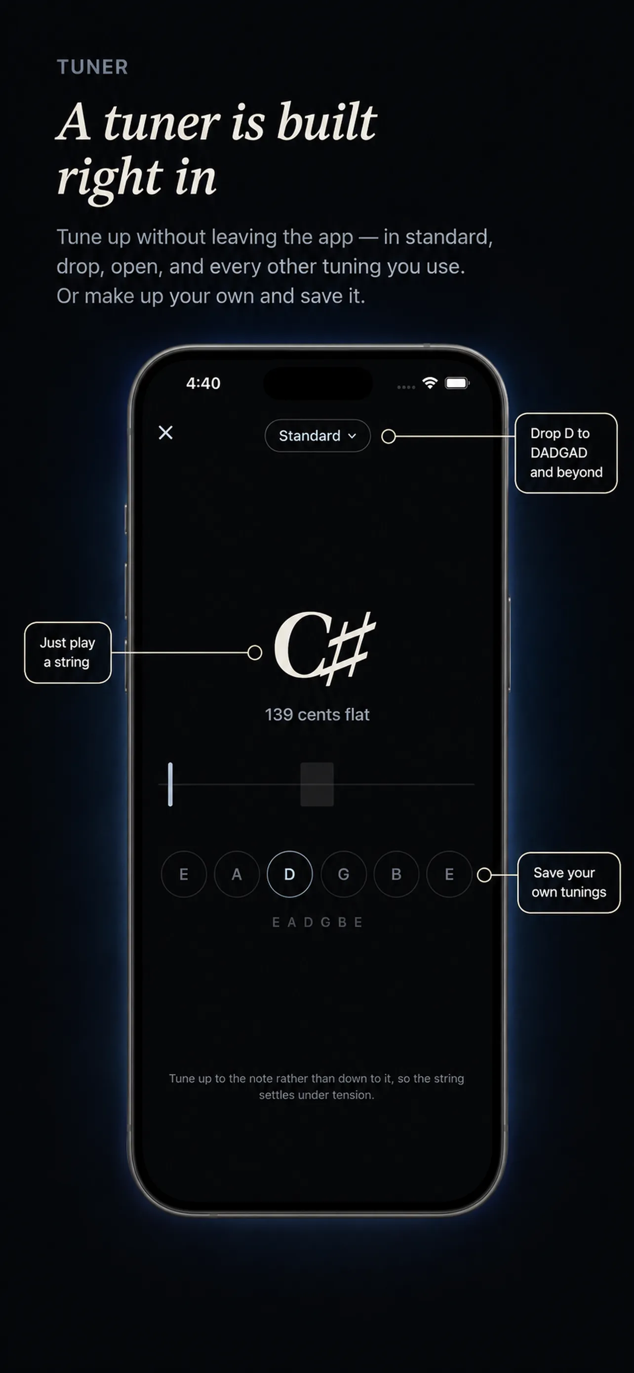Tuner — a tuner is built right in